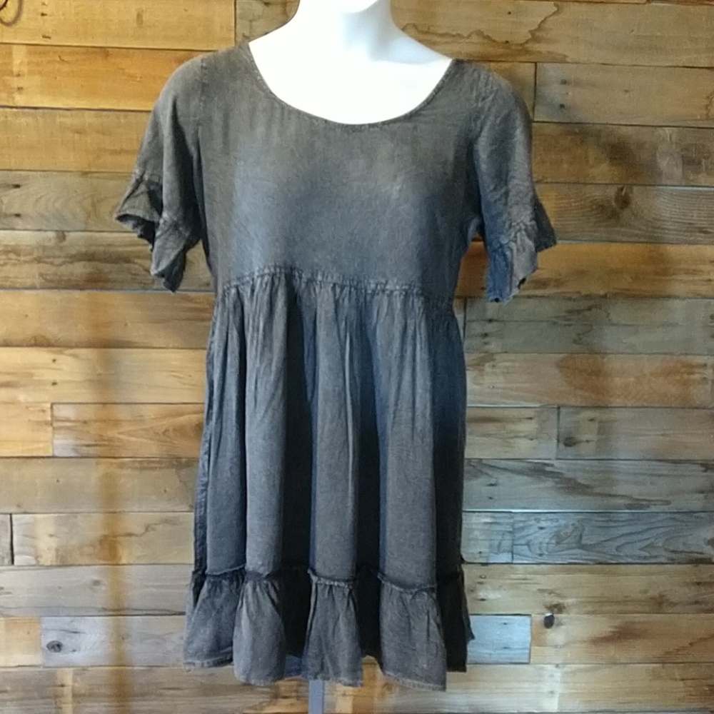 Short dress with denim shirt sleeve - NEW